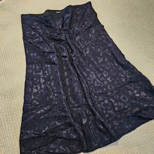 Express Leopard Print Maxi Skirt - Navy Blue - Size XL